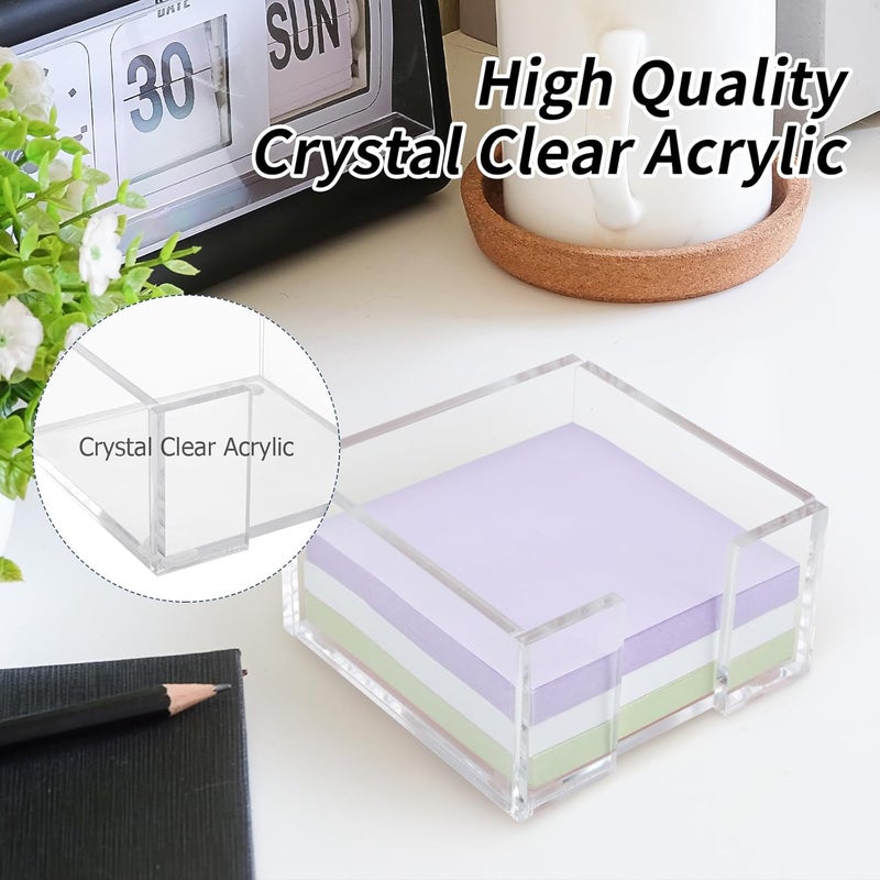 Tecreddy Acrylic Sticky Note Holder, 3 x 3 Crystal Clear Acrylic Notepad Holder Sticky Note Dispenser for Dorm Room and Office Desk Organizer - Image 2
